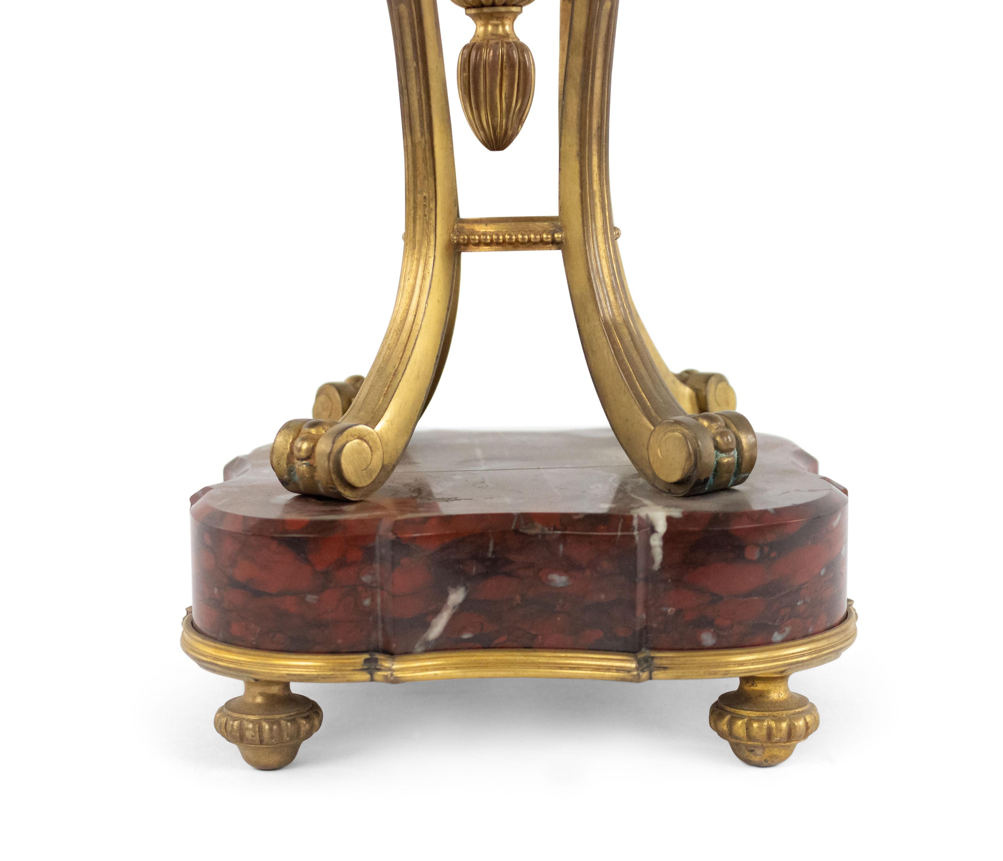 Unknown French Victorian Rouge Marble and Bronze Table Lamp For Sale