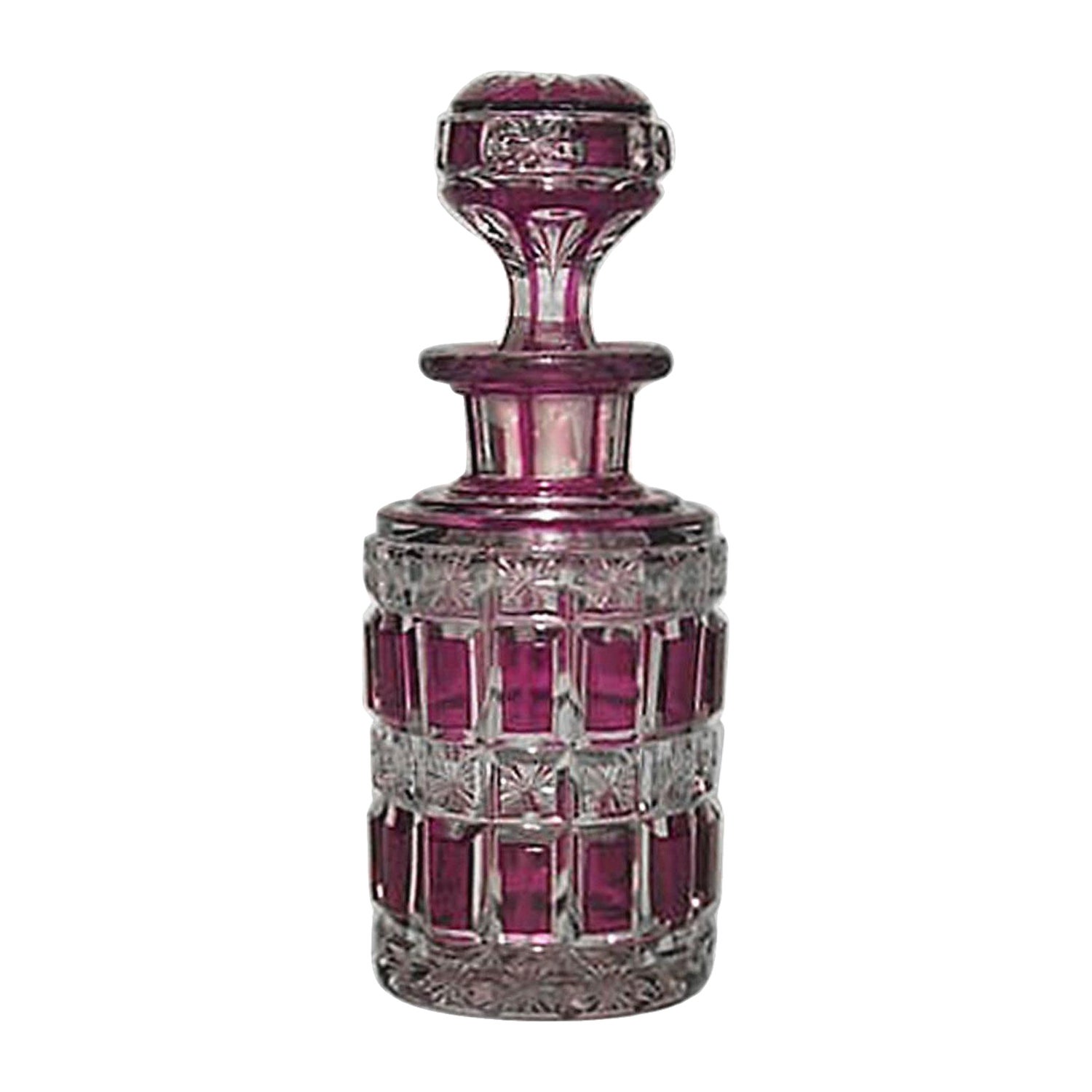 French Victorian Ruby Cut Crystal Perfume Bottle For Sale