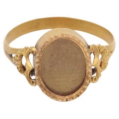 French Victorian sentimental locket ring in 18k gold, French hallmarks