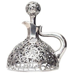French Victorian Silver Scroll Decanter