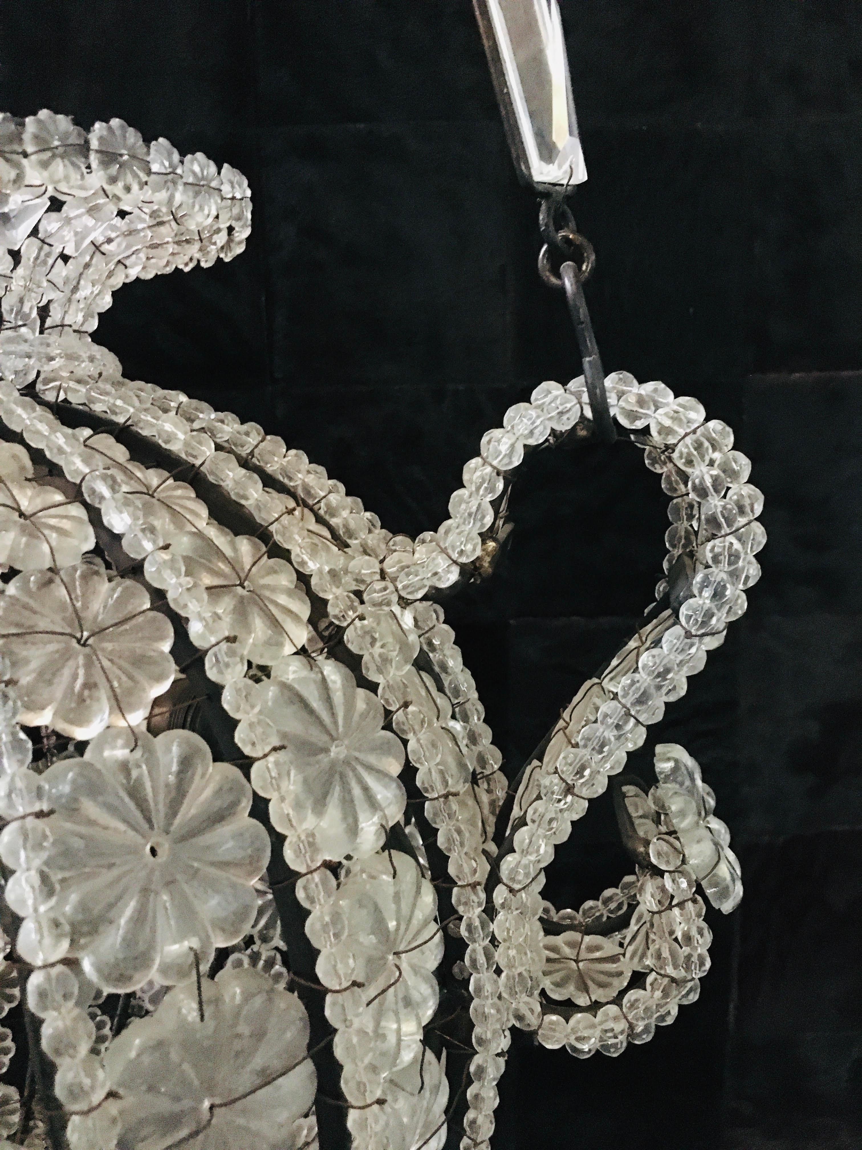 European French Victorian Sphere Crystal Chandelier