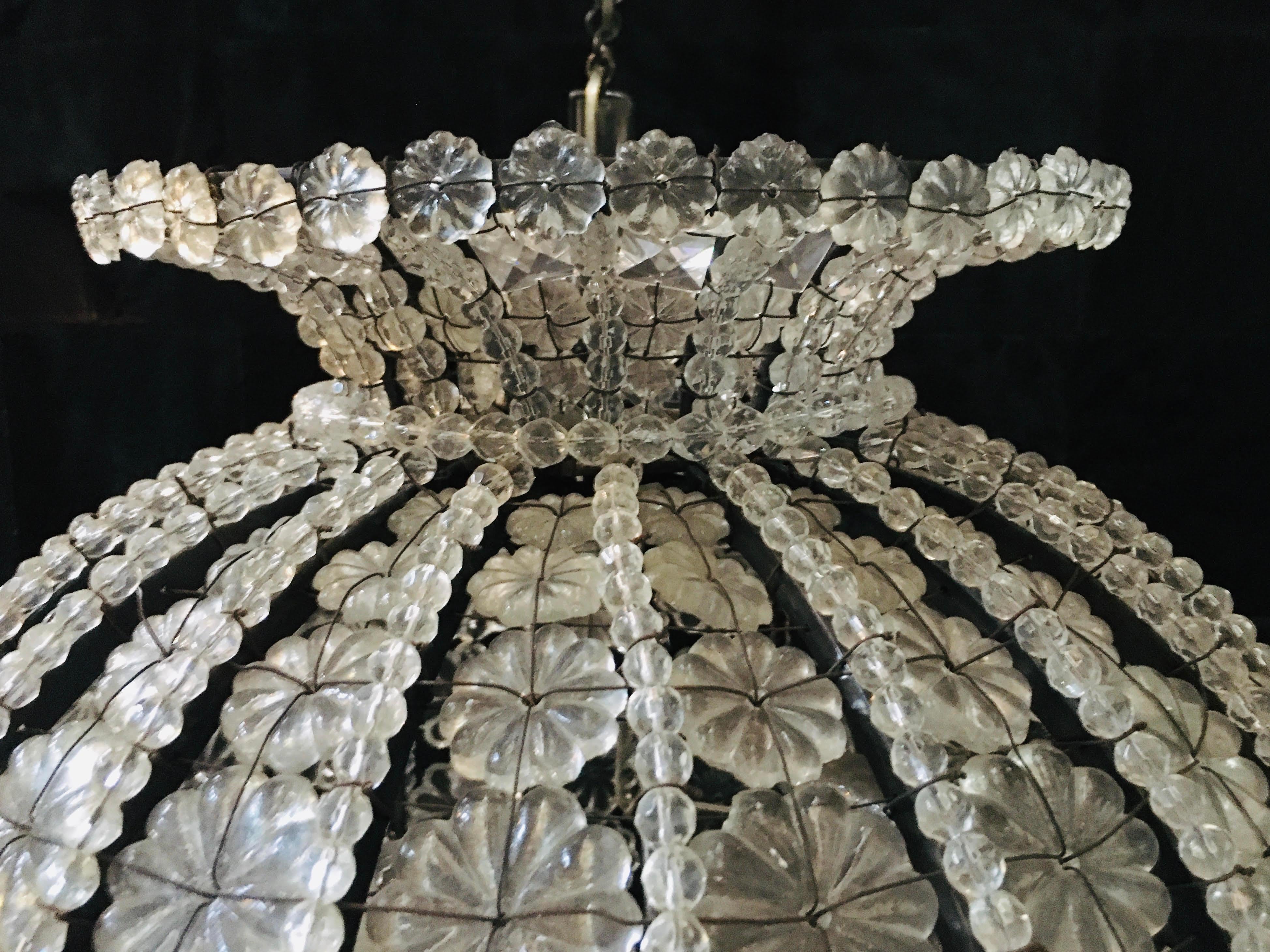 Beaded French Victorian Sphere Crystal Chandelier
