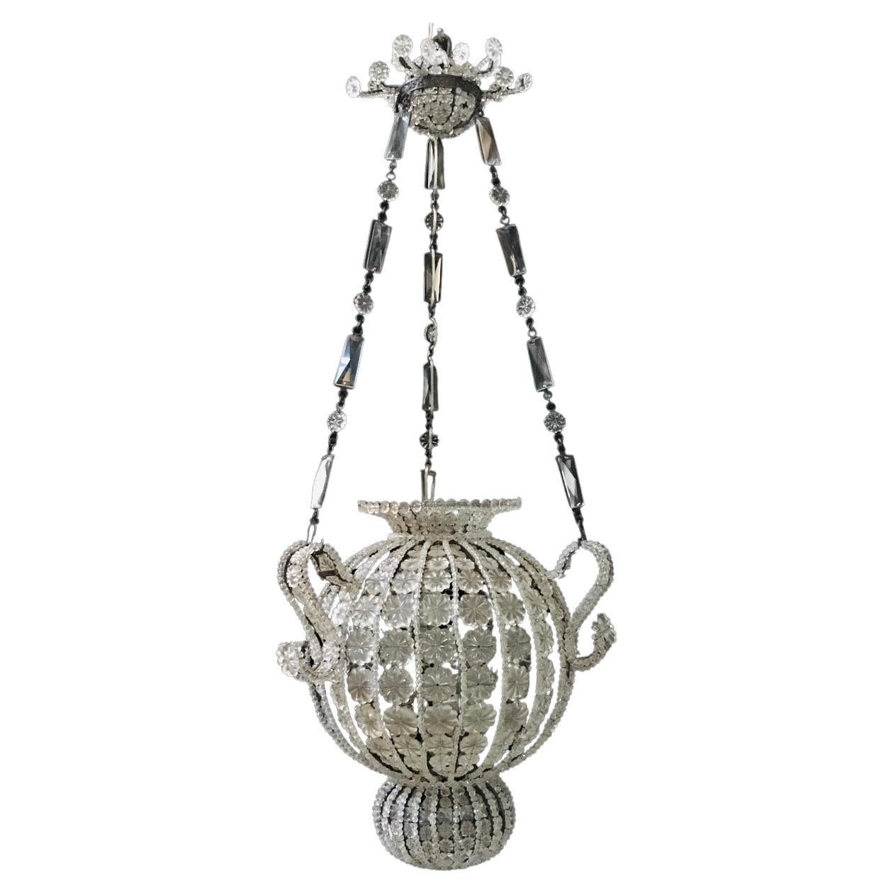 French Victorian Sphere Crystal Chandelier