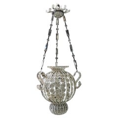 Antique French Victorian Sphere Crystal Chandelier
