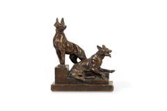 French Victorian Statue of Two Dogs