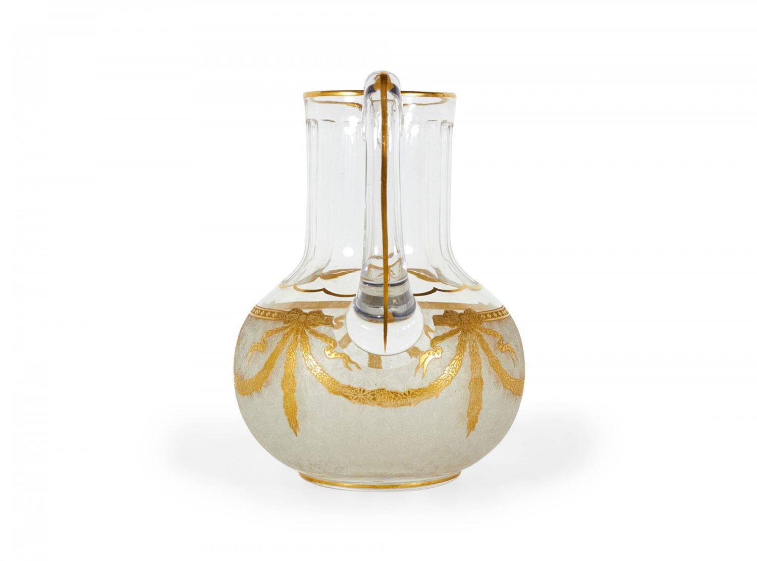 Gilt French Victorian Style Baccarat Crystal Pitcher For Sale