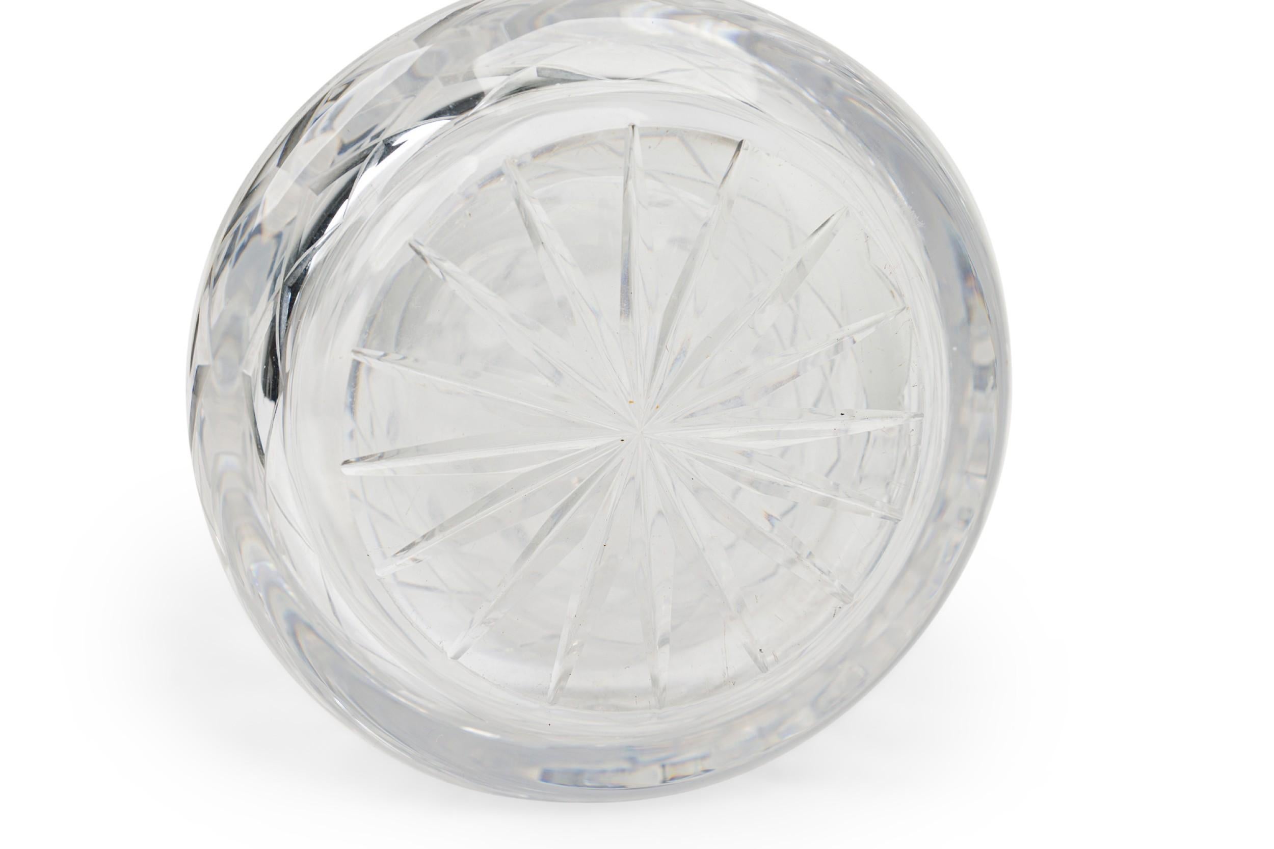 French Victorian style Baccarat  tapered cylindrical shaped decanter used for tequila with stopper having a criss-cross cut design