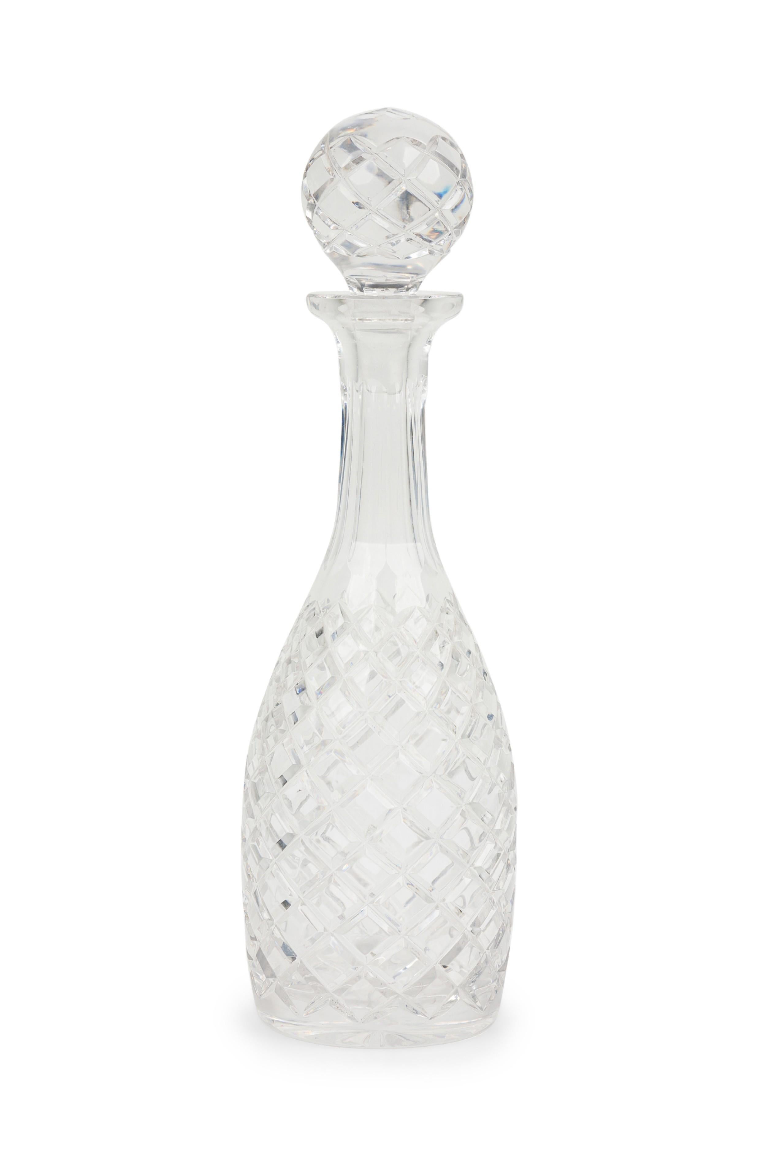 Französischer Weindekanter im viktorianischen Stil in Form von Baccarat mit Korken mit Kreuzschliff und Kugelverschluss