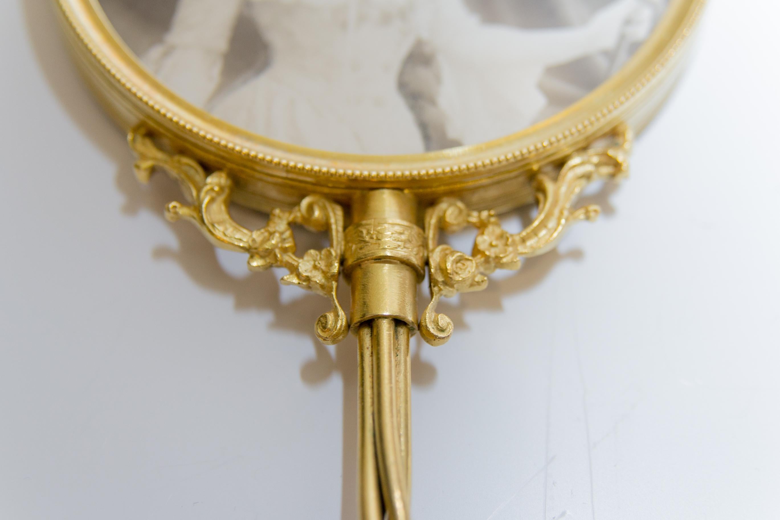 French Victorian Style Brass Filigree Hand Mirror 1