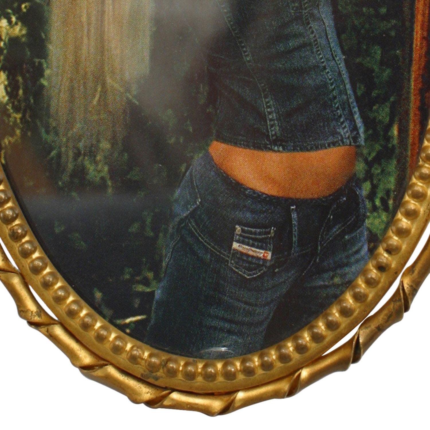 19th Century French Victorian Style Brass Oval Picture Frame For Sale