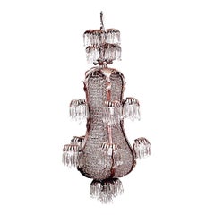 French Victorian Style Bronze Dore and Crystal Palm Chandelier