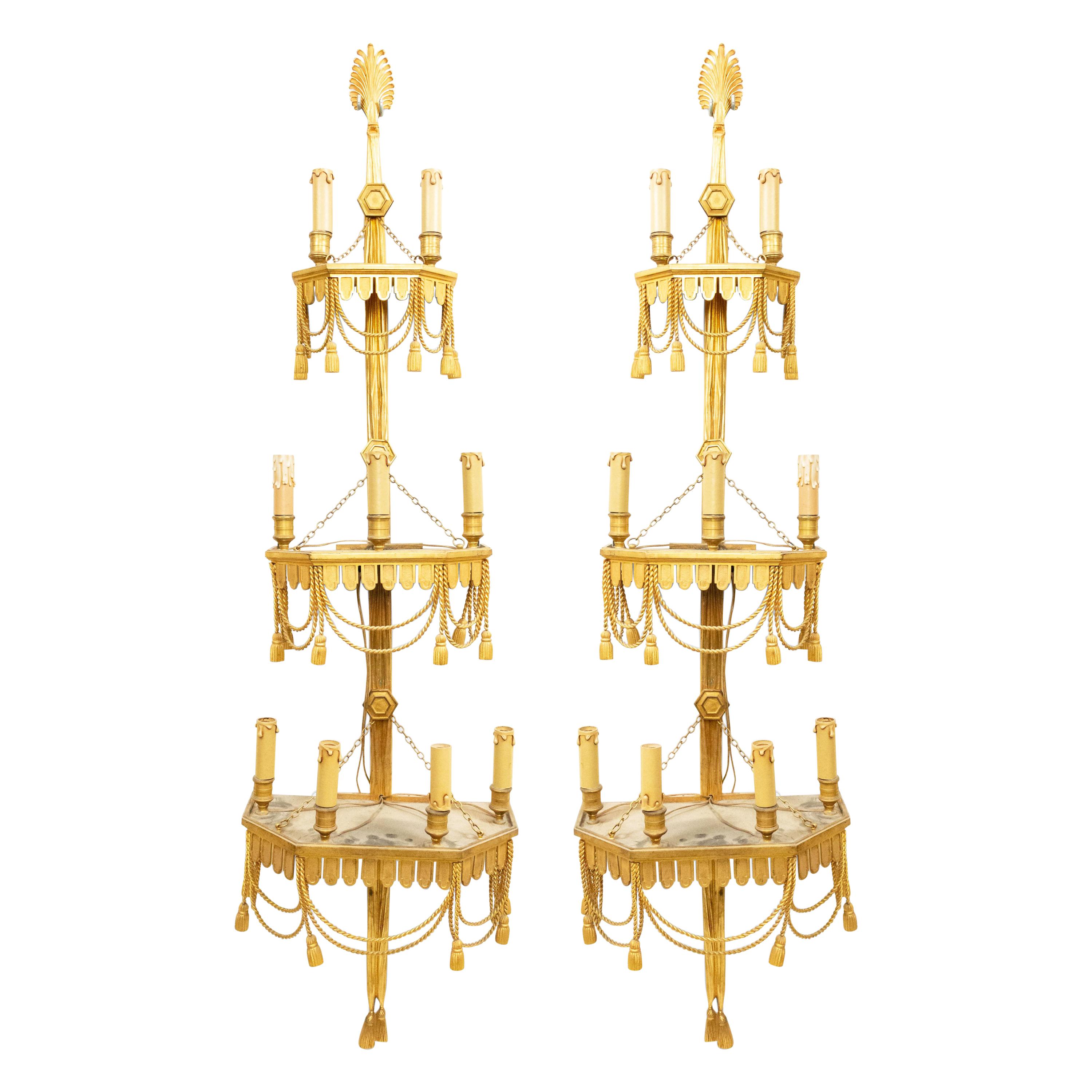French Victorian Style Bronze Dore Wall Sconces
