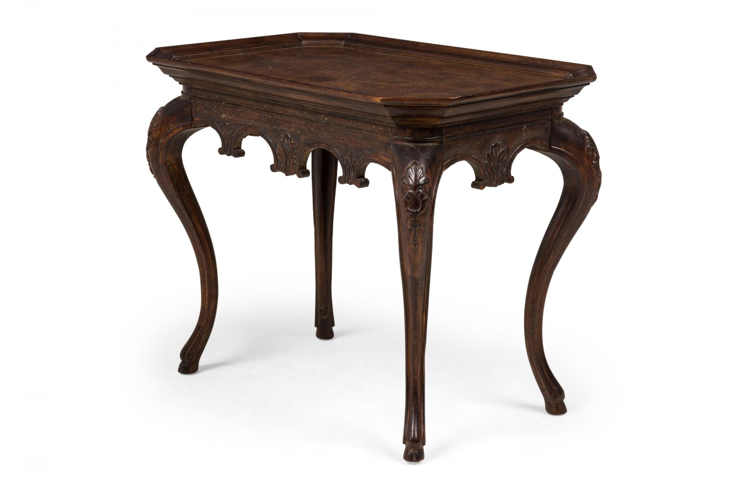 Wood French Victorian-Style Carved Rectangular Canted Corner Console/Occasional Table For Sale