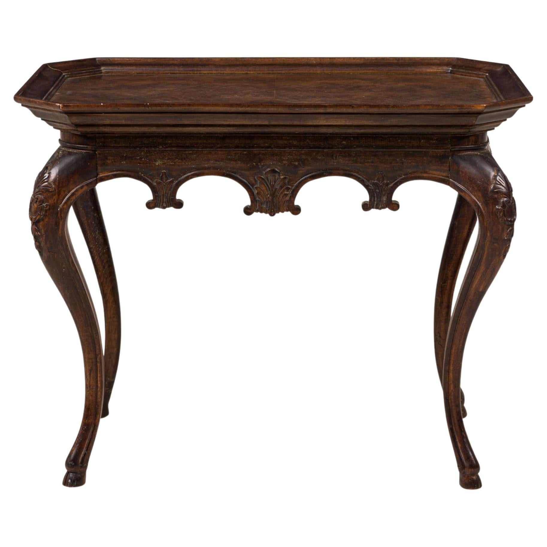 French Victorian-Style Carved Rectangular Canted Corner Console/Occasional Table For Sale