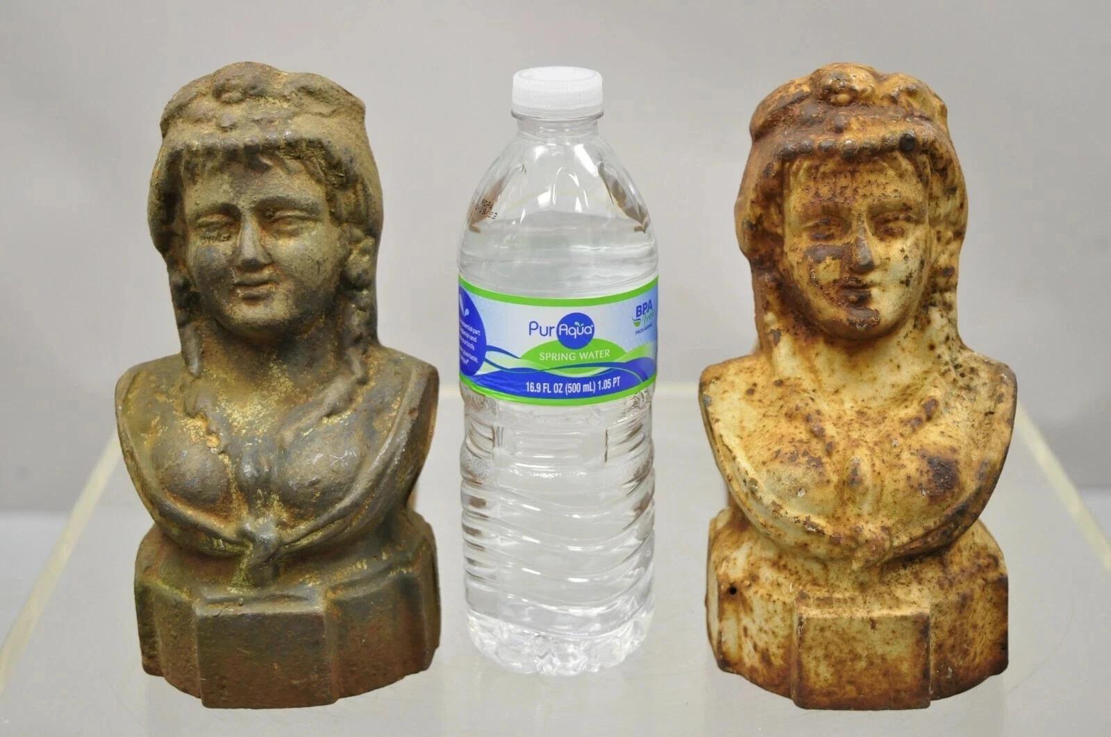 French Victorian Style Cast Iron Figural Women Bust Maiden Form Boot Scraper (B). Item features heavy cast iron female form, distressed finish, quality craftsmanship, great style and form. Approx. 10 lbs. Great for use in a fireplace. *More