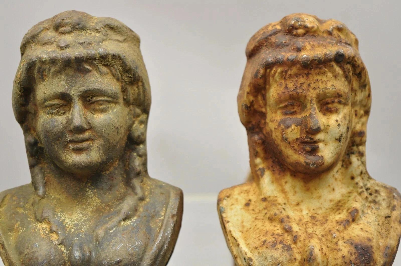 20th Century French Victorian Style Cast Iron Figural Women Bust Maiden Form Boot Scraper (B) For Sale