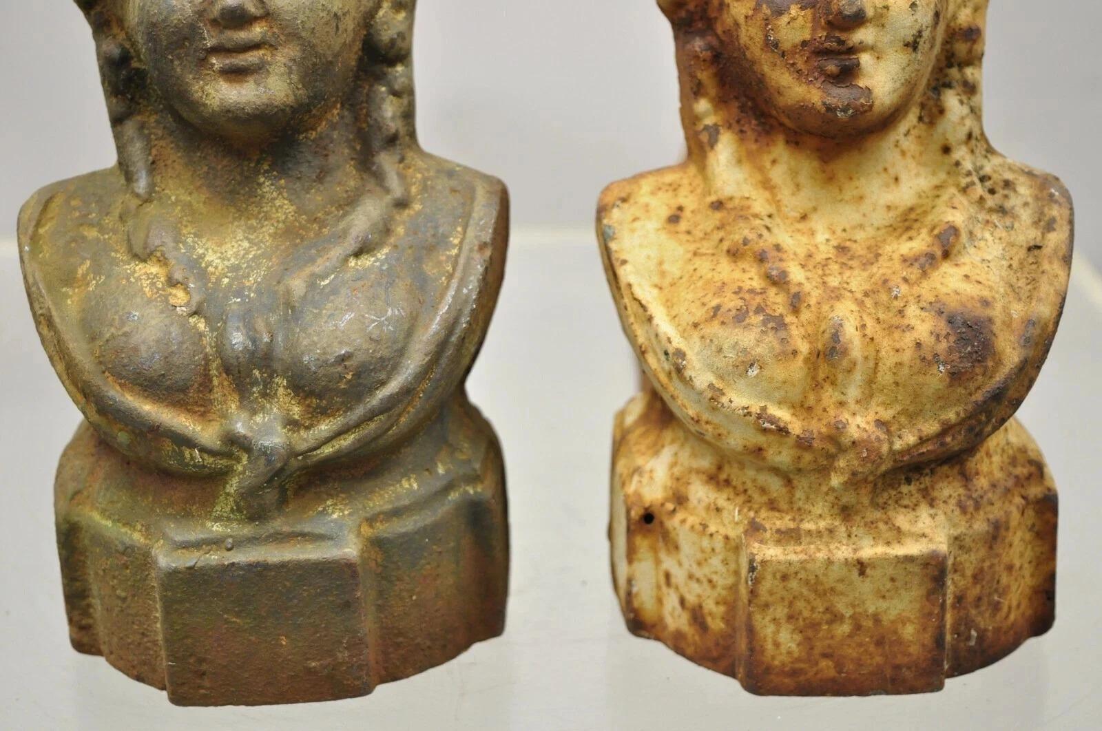 French Victorian Style Cast Iron Figural Women Bust Maiden Form Boot Scraper (B) For Sale 1