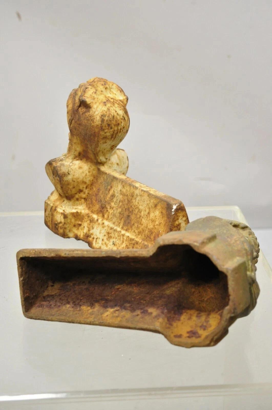 French Victorian Style Cast Iron Figural Women Bust Maiden Form Boot Scraper (B) For Sale 3