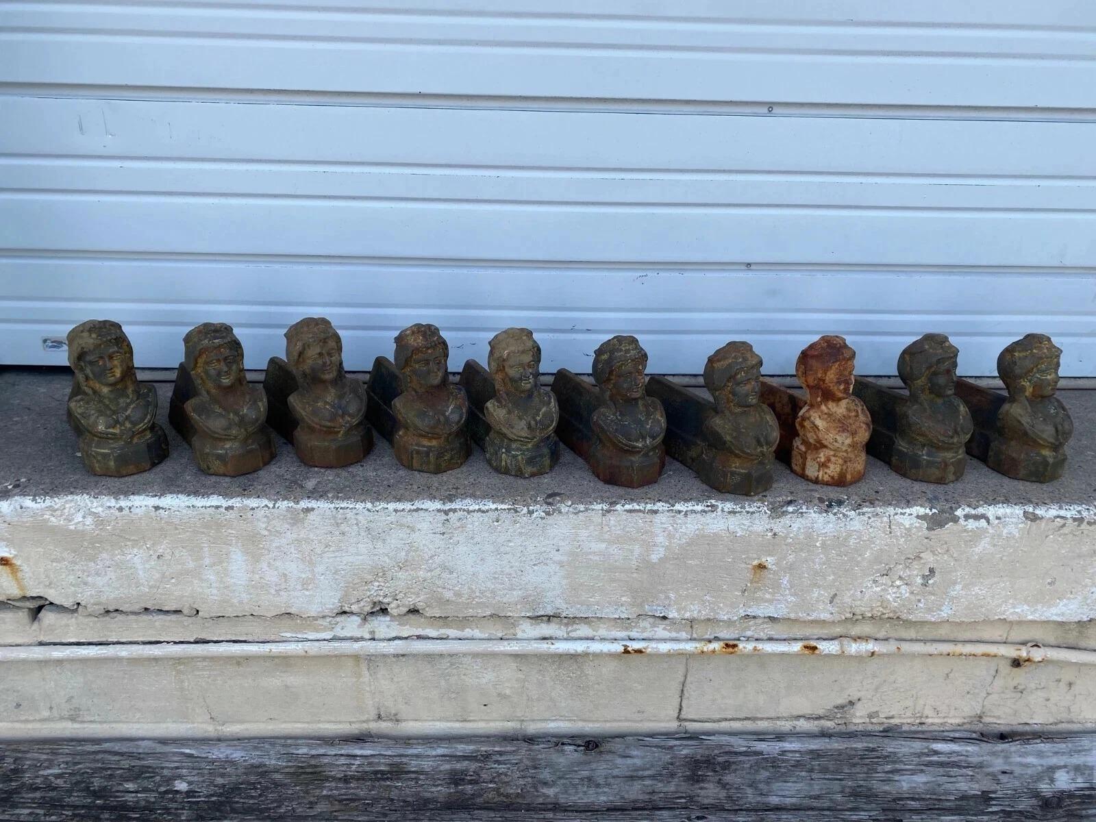 French Victorian Style Cast Iron Figural Women Bust Maiden Form Boot Scraper For Sale 5