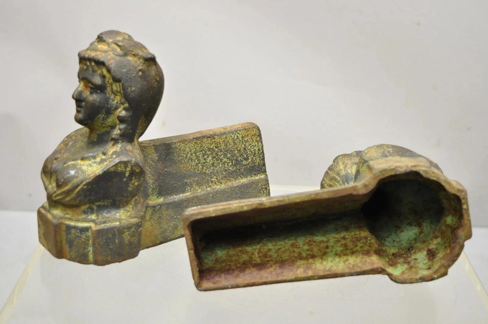 French Victorian Style Cast Iron Figural Women Bust Maiden Form Boot Scraper For Sale 6