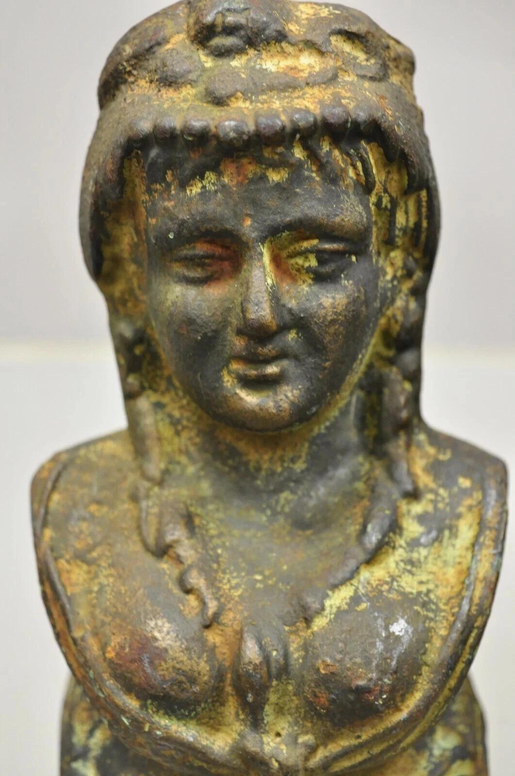 Unknown French Victorian Style Cast Iron Figural Women Bust Maiden Form Boot Scraper For Sale