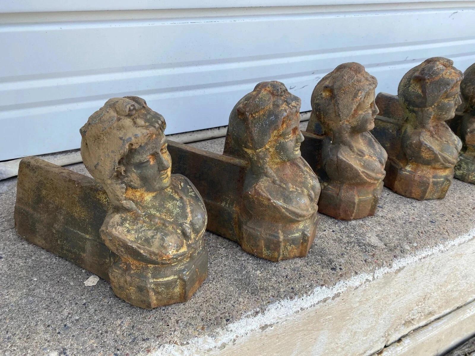 20th Century French Victorian Style Cast Iron Figural Women Bust Maiden Form Boot Scraper For Sale