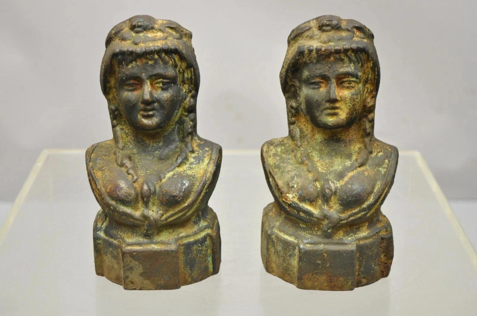 French Victorian Style Cast Iron Figural Women Bust Maiden Form Boot Scraper For Sale 2