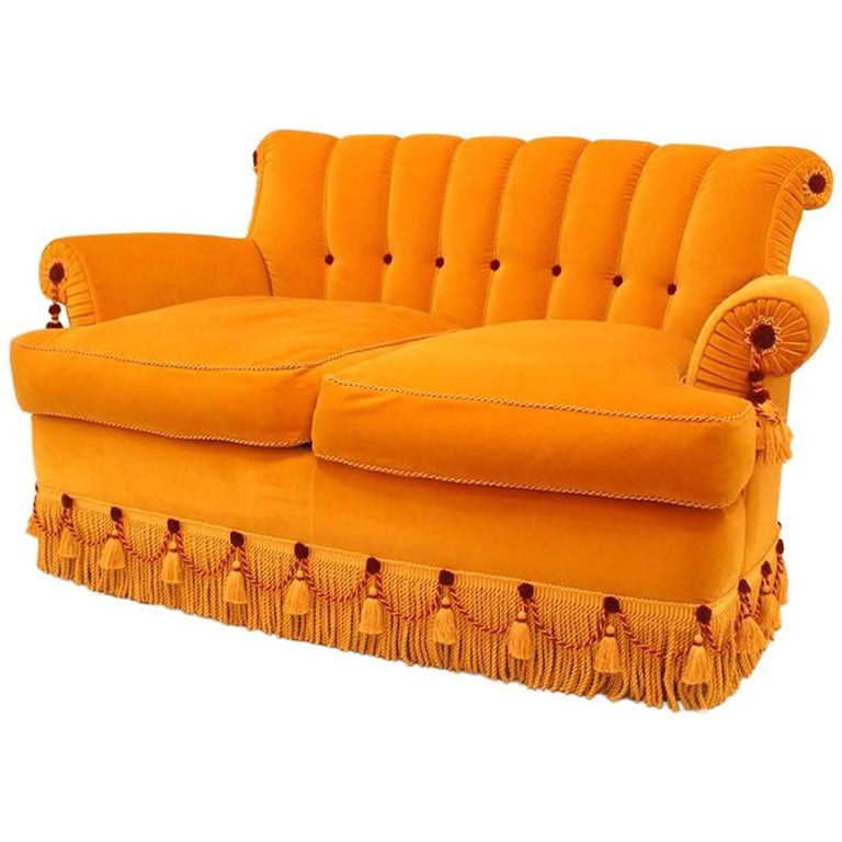 French Victorian Gold Silk Velvet Loveseat For Sale at 1stDibs gold