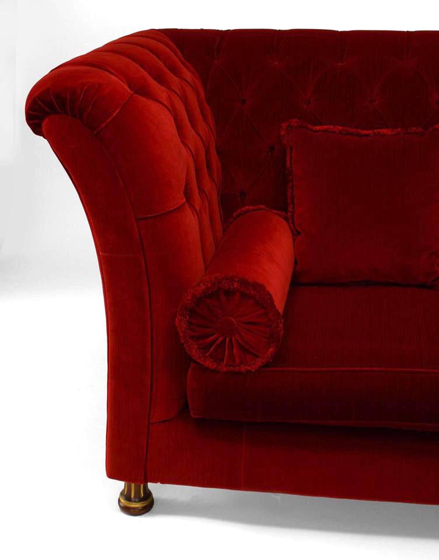 red velvet settee