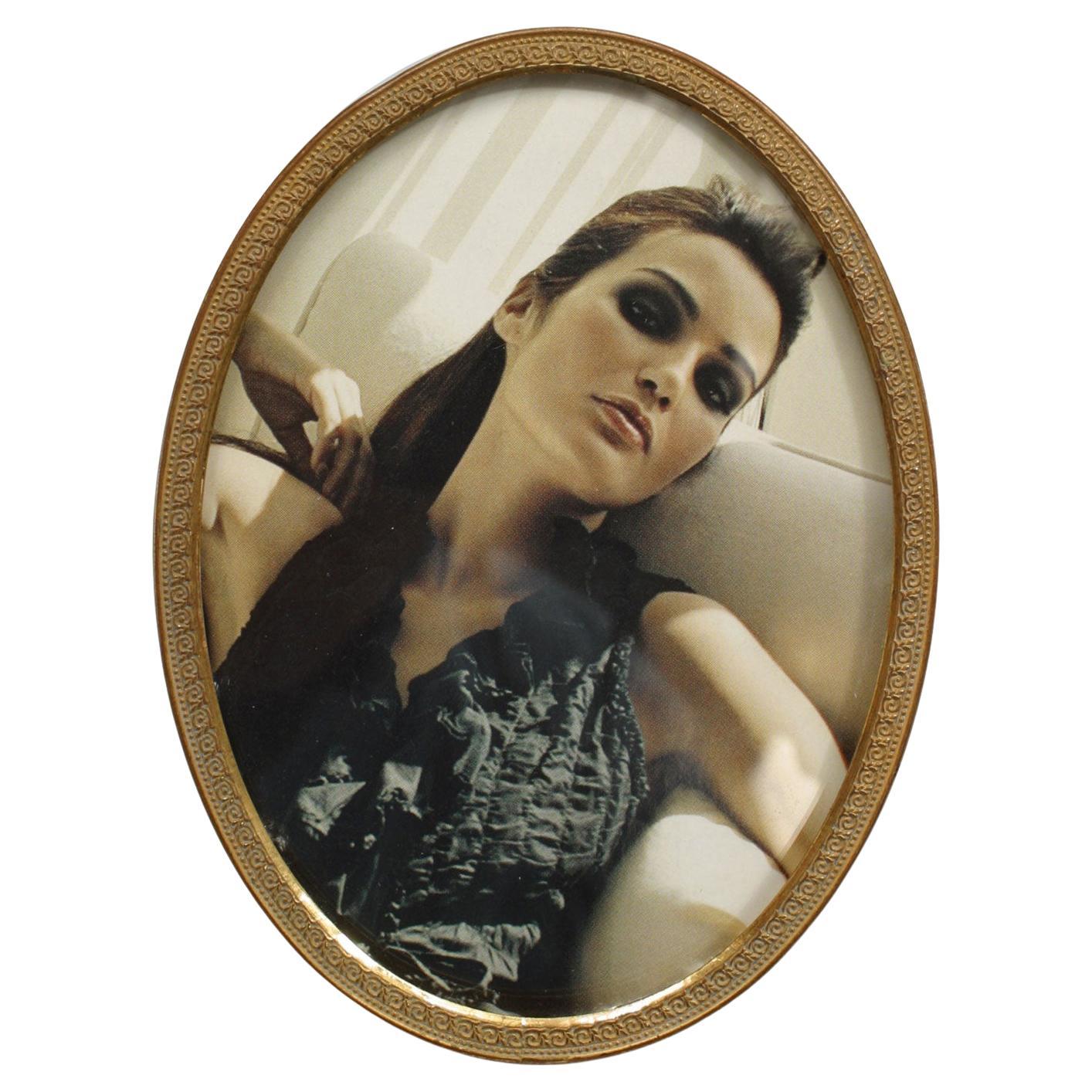 French Victorian Style Oval Gilt Brass Picture Frame