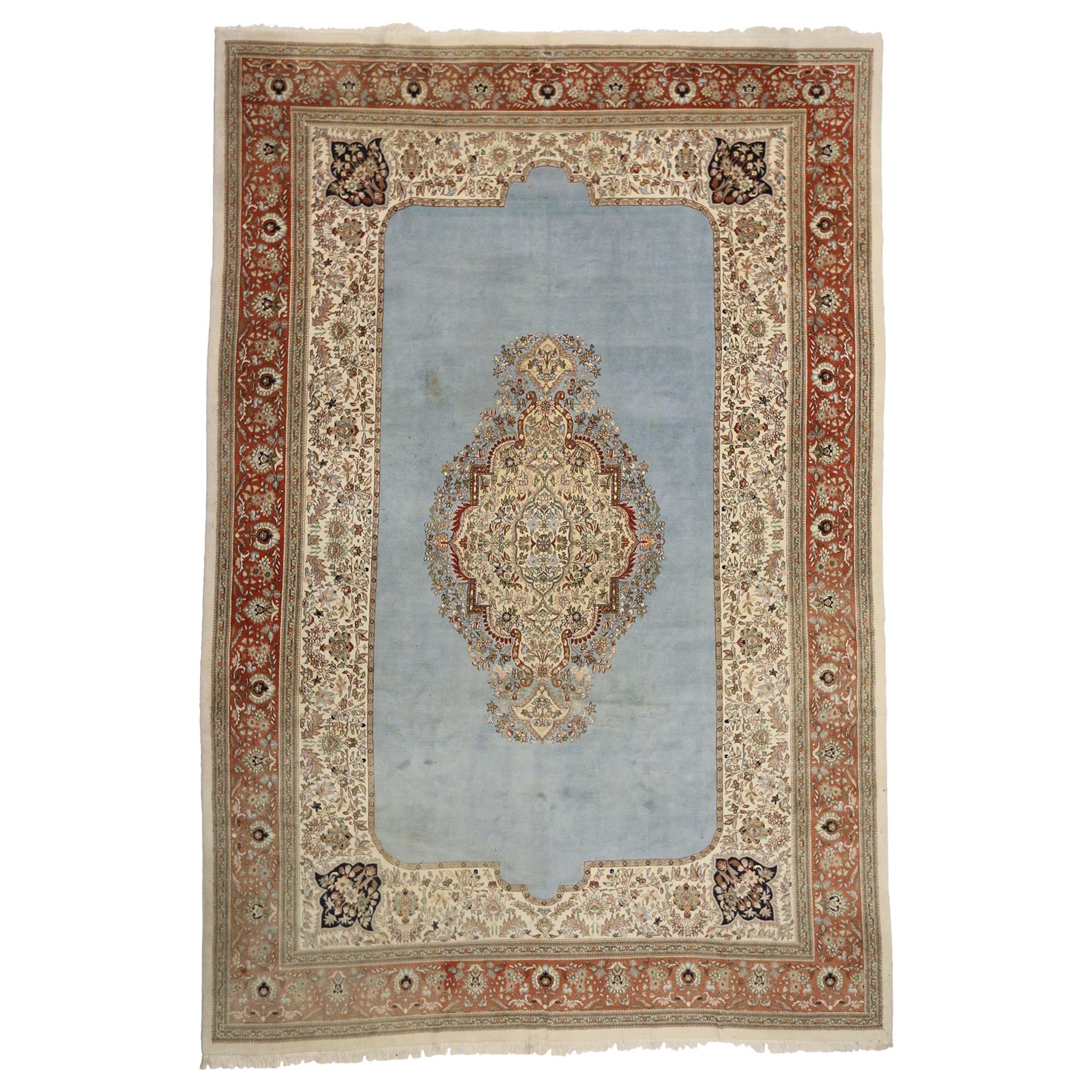 Oversized Vintage Persian Tabriz Rug, Regal Charm Meets Victorian Elegance