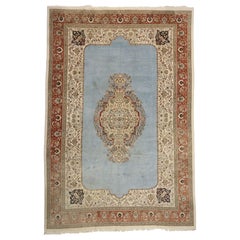 Oversized Used Persian Tabriz Rug, Regal Charm Meets Victorian Elegance