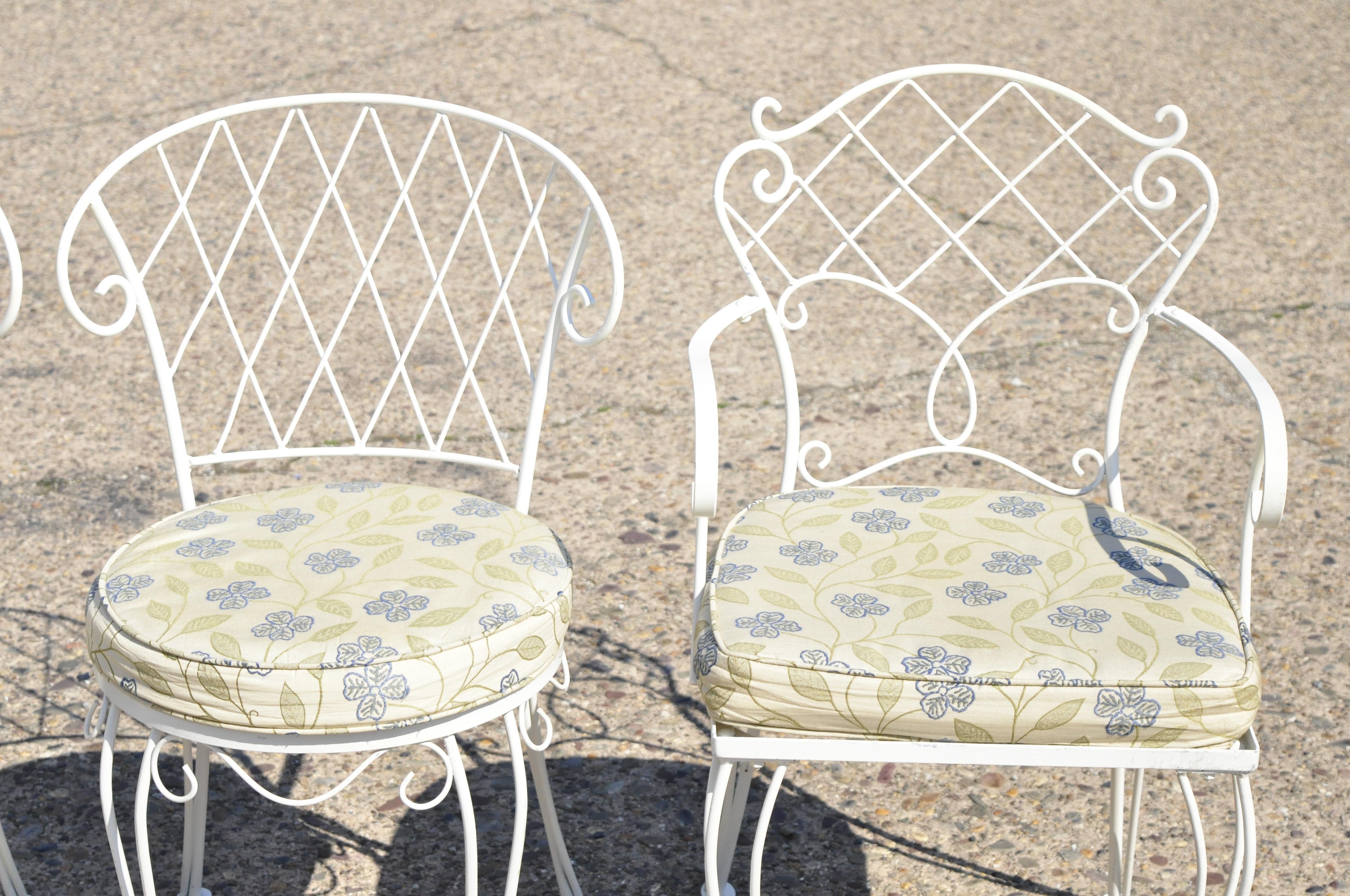 white iron patio set