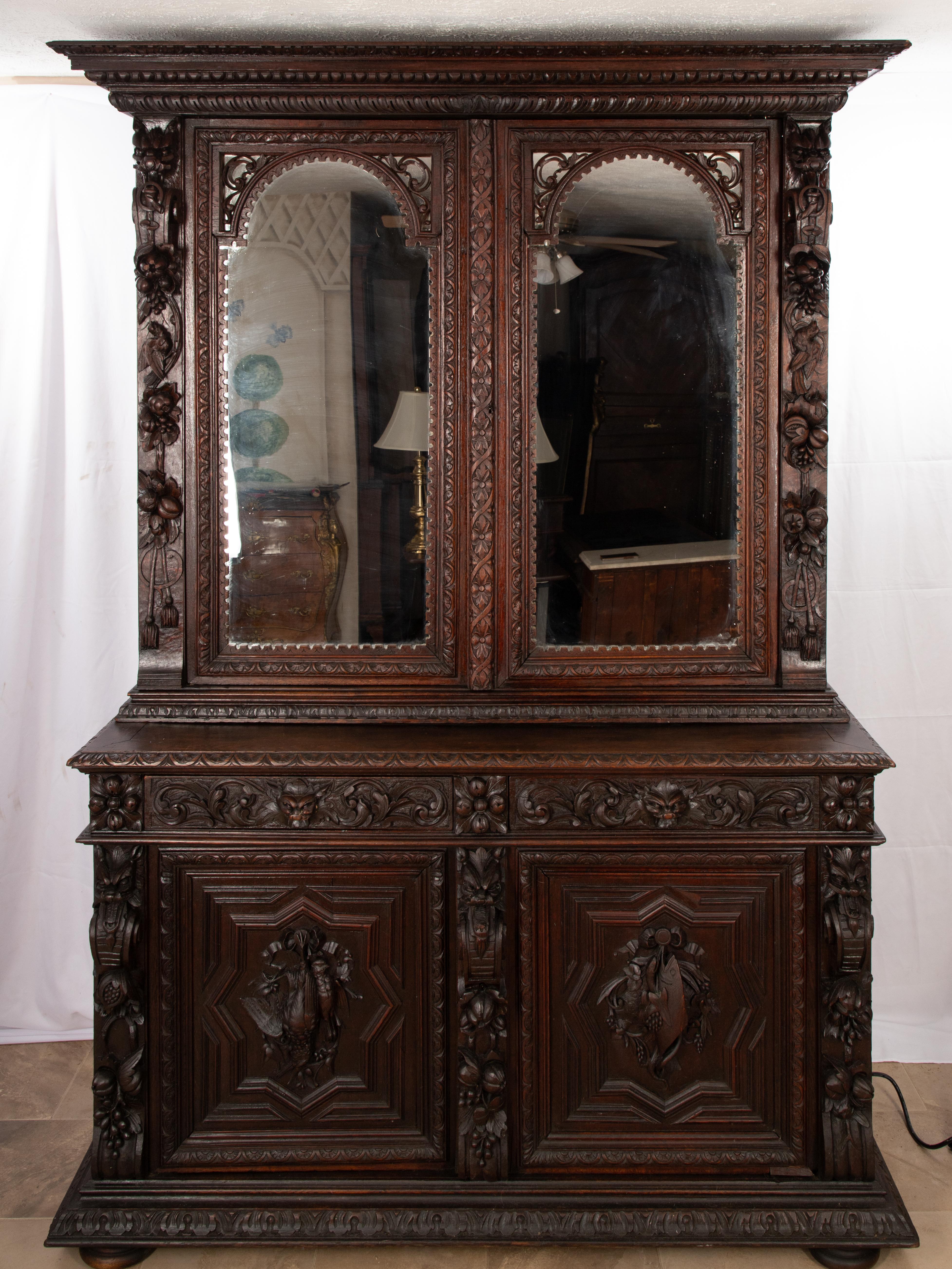 19th Century French Victorian Walnut Cupboard/Huntboard For Sale