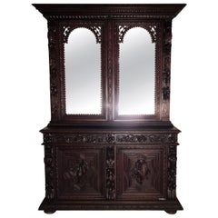 Antique French Victorian Walnut Cupboard/Huntboard