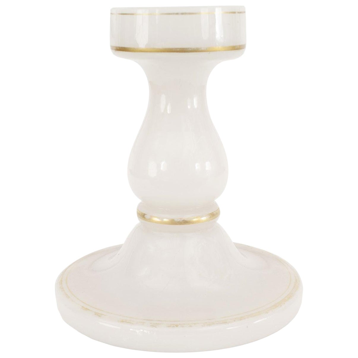 French Victorian White Opaline Candle Holder For Sale