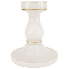 French Victorian White Opaline Candle Holder