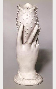 French Victorian White Parian Porcelain Hand Vase