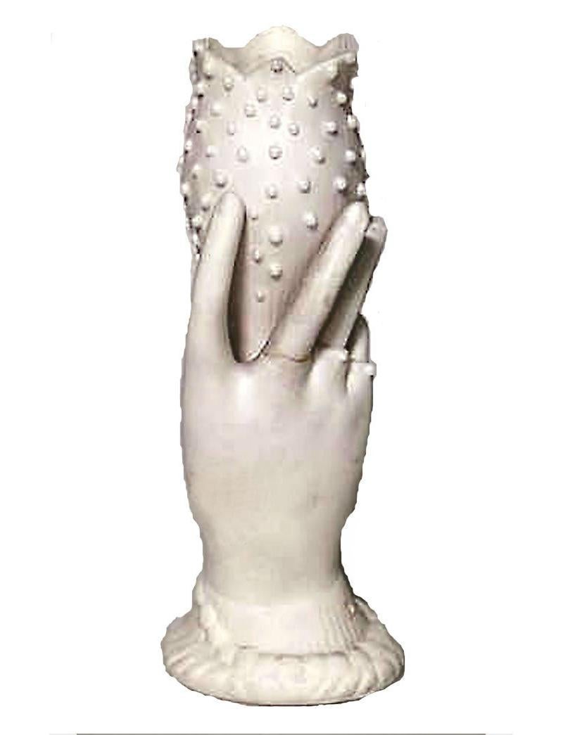 19th Century French Victorian White Parian Porcelain Hand Vase