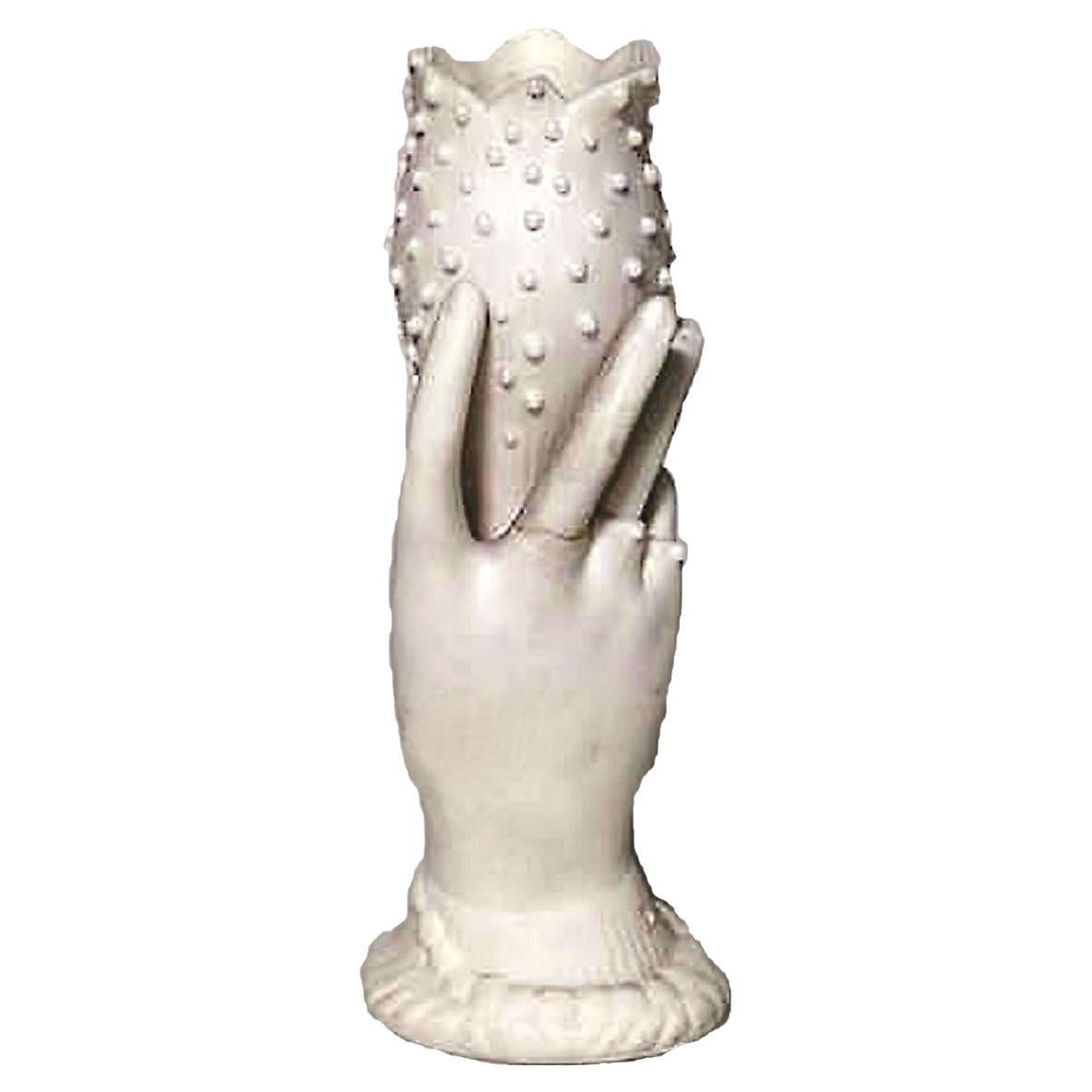 French Victorian White Parian Porcelain Hand Vase