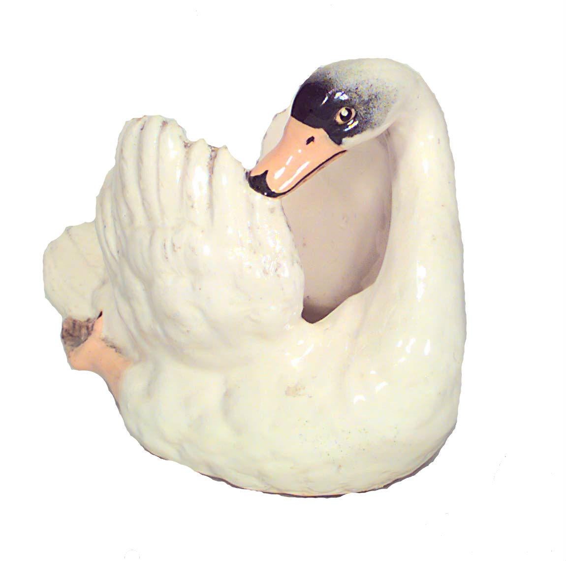 Französischer viktorianischer Tafelaufsatz aus weißem Porzellan mit Schwanenfigur.