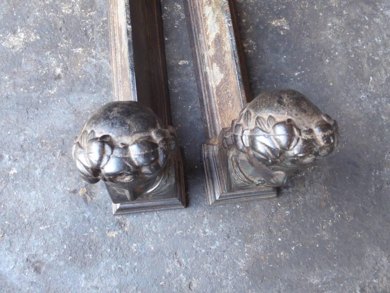 Iron French Victorian 'Woman' Andirons or Firedogs