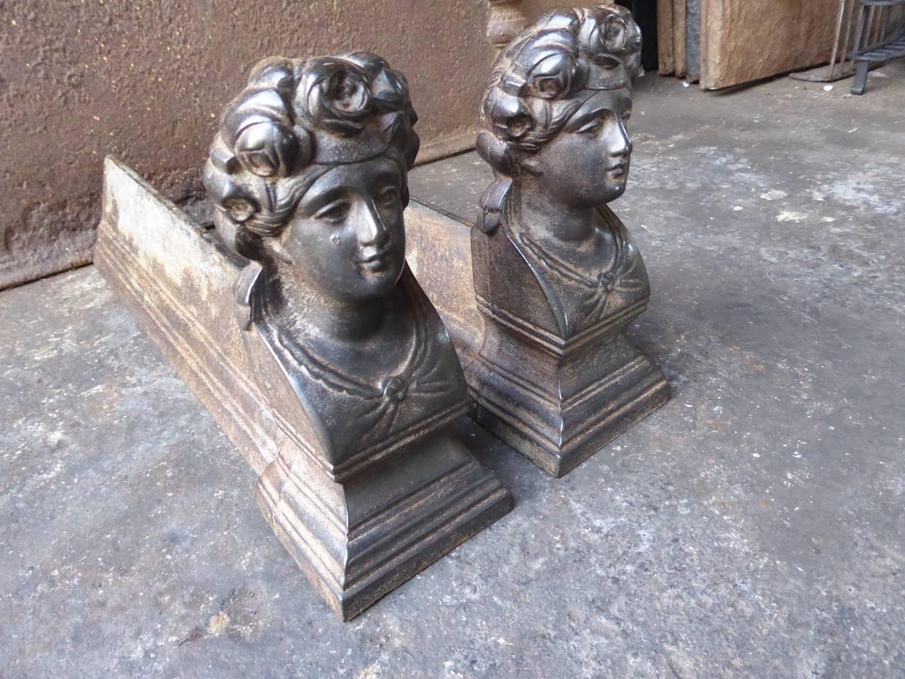 French Victorian 'Woman' Andirons or Firedogs 1