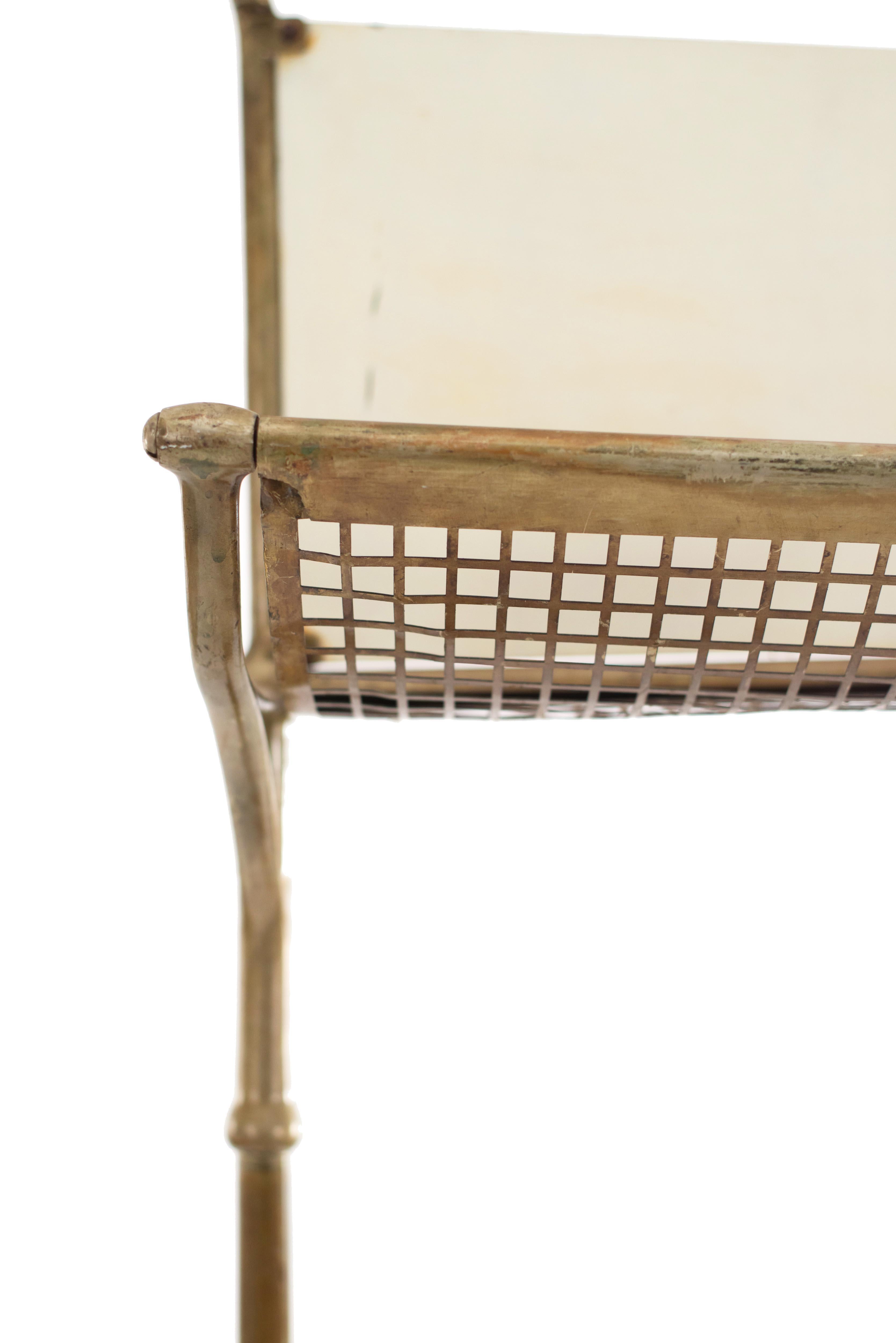 Brass French Victorian Wooden Subway Bench For Sale