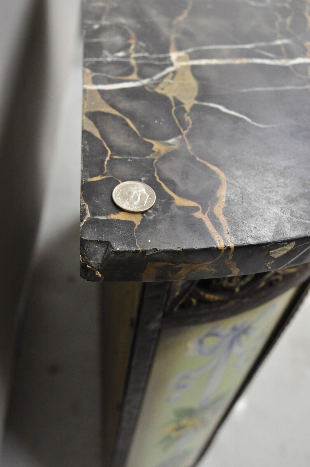 Console en fer forgé de style victorien français Oscar Bach Demilune avec plateau en marbre en vente 2