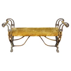 French Victorian Wrought Iron Upholstered Window Bedside Bench