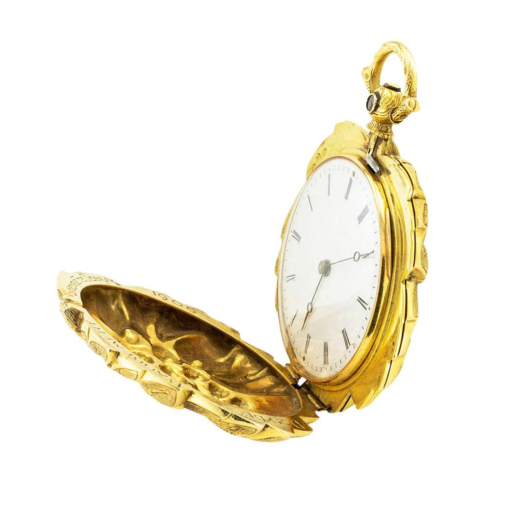  Montre à médaillon en or jaune de l'époque victorienne Unisexe 