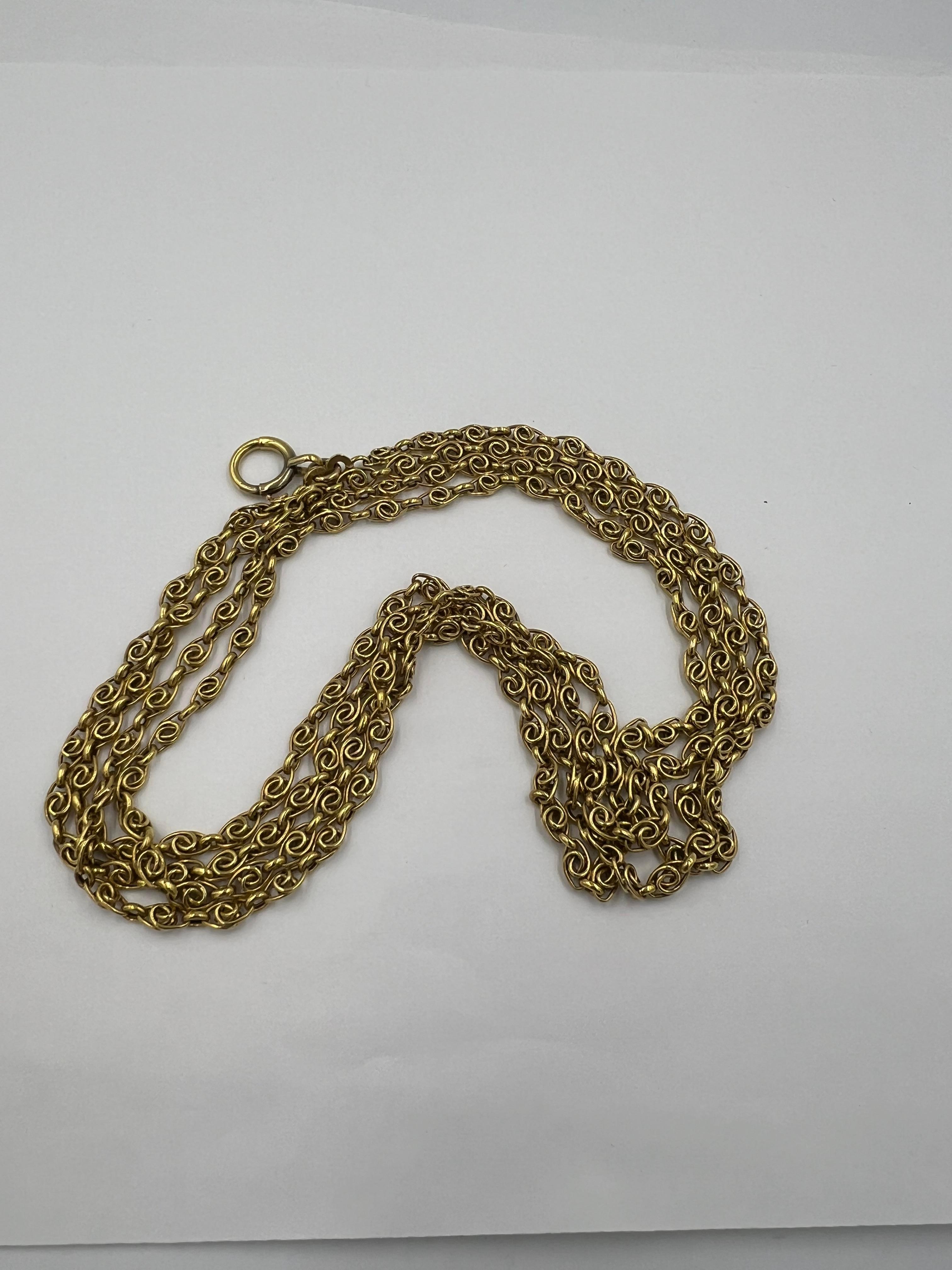 Women's or Men's French Victorian Yellow Gold Long Chain  For Sale