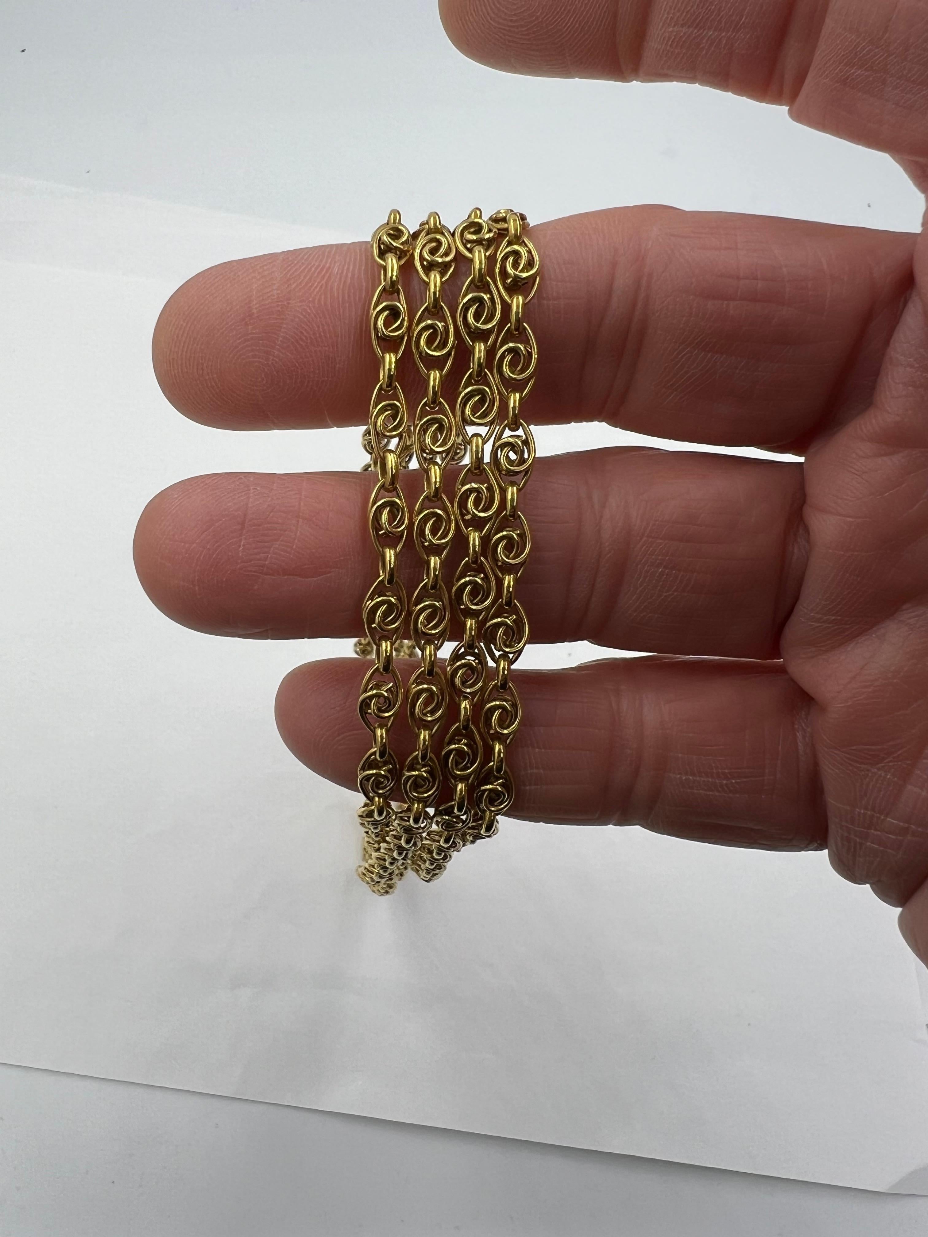 Lange französische viktorianische Gelbgoldkette  für Damen oder Herren im Angebot