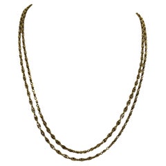 French Victorian Yellow Gold Long Chain 